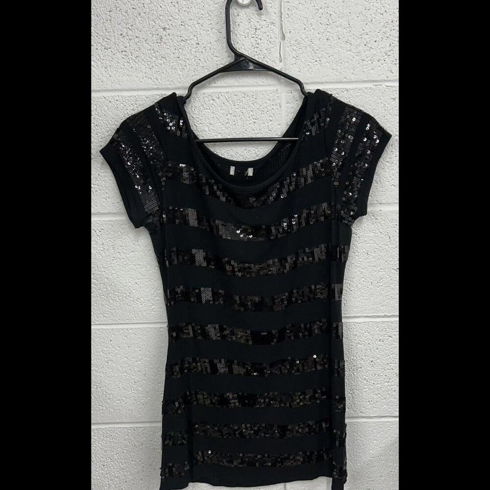 Sweetees Black Sequin T-Shirt (M)